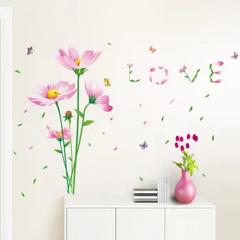Gražus Daisy Gėlės Meilės Sienų Lipdukai Namų dekoro Lipdukai Vestuves Gyvenimo Miegamasis jam prilygintą išsilavinimą Meno 3D Tapetai Paštu