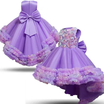 Merginos Gėlių Pamergės Princesė Suknelės Gimtadienio Vakarą Šalies Bowknot Kamuolys Suknelė Partijos Inscenizacija Suknelė, Vaikams, Suknelės 4-10 Metų