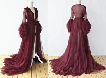 Vien tiulio suknelė oficialią vakaro suknelės,Drūtas rankovėmis fotosesiją tiulio suknelė,tiulio Motinystės Fotografija sijonas ,traukinio suknelė