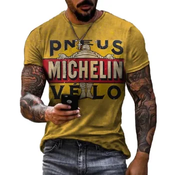 Mados Gineso Pneus Derliaus 3D Spausdinimo vyriški marškinėliai trumpomis Rankovėmis O-Kaklo Viršaus Karšto Parduoti Vyrų T Shirts Harajuku Negabaritinių Drabužiai