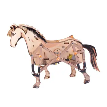 3D Mechaninė Arklių Gyvūnų Įspūdį Woodcraft arklių Modelis Mokymosi Mediniai