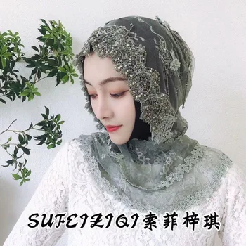 Dubajus Prabangių Vestuvių Musulmonų Nėrinių Hijabs Lengva Islamas Nešioja