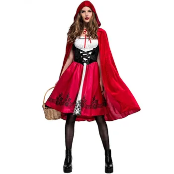 Pasakų Little Red Riding Hood Kostiumas Moterims, Raudona Kepurė, Apsiaustas Suaugusiųjų Anime Cosplay Žaliojo Drabužių 2017 Halloween Party Dress