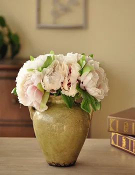 Kavos staliukas modeliavimas gėlių dirbtinių gėlių gėlių tiktų trijų paskatinti naujų camellia + žalia vaza per Jungtinės amerikos valstijos recomme