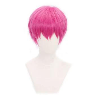 Saiki Kusuo-Peluca de pelo sintético rosa para cosplay, estilo desastroso, Vida de Vsi Saiki K.