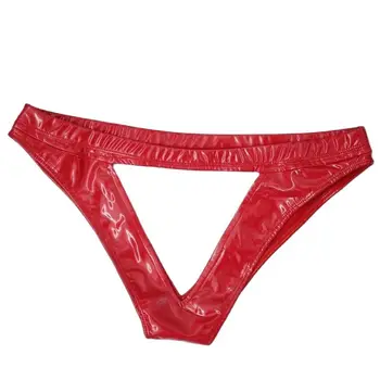 S-XL Plus Size Trikampis Tuščiaviduriai Iš Bikini Thong Trumpikės PVC Blizga Tangas Moterims Seksualus Erotiniai G String Calcinha Kelnaitės Egzotinių Panty