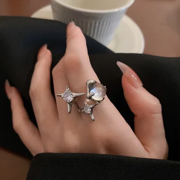 Instagram Deimantų inkrustuota Atidaryti Žiedas Šalto Mados Asmenybės Tendencija rodomojo Piršto Žiedą Tinklo Įžymybė Vertus, Aksesuarai Moterims