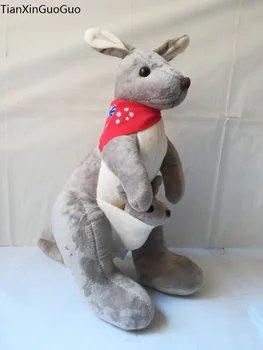 didelis 45cm juoda kengūros pliušinis žaislas raudona vėliava kengūros minkštos lėlės pagalvę žaislas Kalėdų dovana b1471