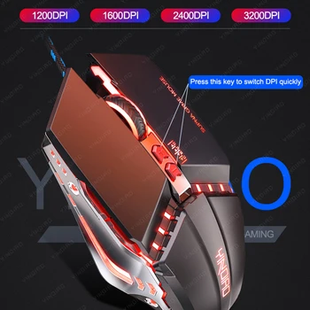 Praysong Mygtuką 7 Professional Gaming Mouse for PC Gamer 3200DPI Reguliuojamas Laidines Peles Optiniai LED Kompiuterio Mause Nešiojamas