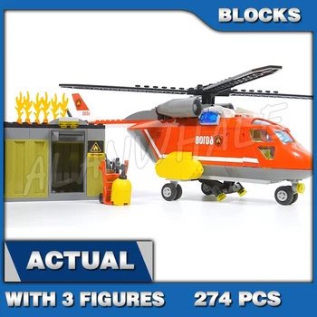 274pcs Miesto Priešgaisrinės Reagavimo Vieneto Sraigtasparnis Konteineris su liepsna Žemyn 10829 Blokai Žaislas Plytų Suderinama su Modelio