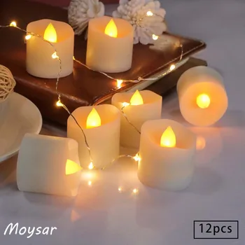 Flameless Votive Žvakės su Nuotolinio Mirgėjimas Akumuliatoriaus LED Tealight Realus Netikrą Žvakė Vestuvių Helovinas Kalėdų Dekoro