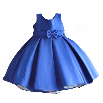 kalėdų girl dress dark blue pearl diržą vaikams vestuvių suknelė mielas lankas vaikų drabužių roupas infantis menina 3-8T