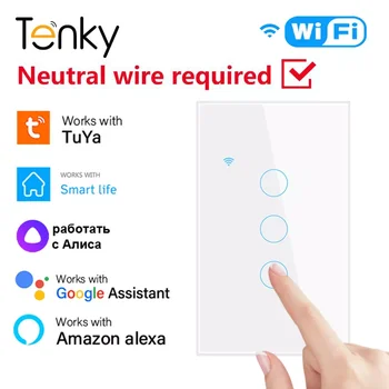 Tuya WiFi Smart Touch Pereiti MUMS 1/2/3/4 Gauja 2 Laidai Metodai Neutralus Vielos Reikia Dirbti su Smart Gyvenimo Alexa 