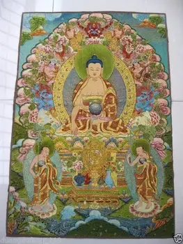 Išskirtinį Tibeto Budistų Šilko Inwrought Buda Tangka