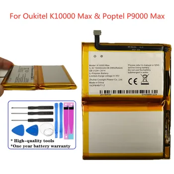 Nauja originali Baterija Poptel P9000 Max ir Oukitel K10000 Max Telefono Bateria 10000mAh Didelės Talpos Baterijas + Įrankiai