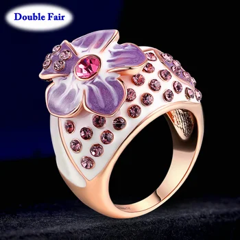 Neo-Gotikos Stilius Rose Gold Violetinė Spalva Crystal, Suapvalinti Pirštas, Žiedai, bižuterijos Moterų Vestuves Didmeninė DWR045