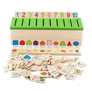 30 VNT Vaikai, Vaikas, Anksti Švietimo Montessori Sužinoti, Medinių Žaislų Matematikos Žinių Klasifikavimo Pažinimo Atitikimo Dėžutę