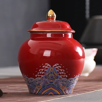 Kinijos retro stiliaus auksu universalus keramikos puodą su dangčiu uždaromos arbatos puodą saldainiai puodą saugojimo puodą kambarį dekoruoti stiklainius