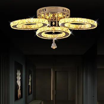Šiuolaikinės Crystal Hall Šviestuvo LED Lubų šviestuvas Blizgus Žiedas Liustra Lubų Lempa Patalpų Apšvietimas, Dekoro Kambarį Kicthen