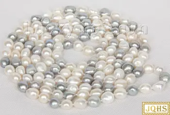 gamtos 157cm 12mm baroko Daugiaspalvis pilka balta gėlavandenių perlų karoliai j10015