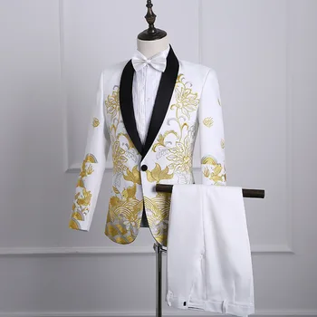 Suknelė Siuvinėjimo Vestuvių Kostiumą Priimančiosios Dainininkas Veiklos Kostiumas Homme Mariage Aukso Black Jaunikis Vestuvių Kostiumą 2021 Completi Uomo