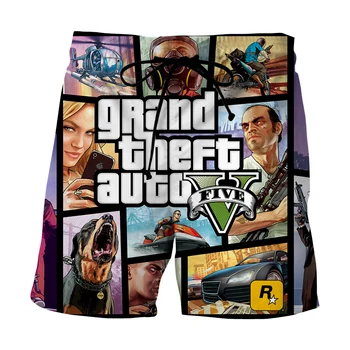 Grand Theft Auto serijos Vasaros Šortai vyrų Kietas GTA5 3D Spausdinimo vyriškos maudymosi glaudės Paplūdimio Šortai Įdomus valdybos šortai vyriški drabužiai