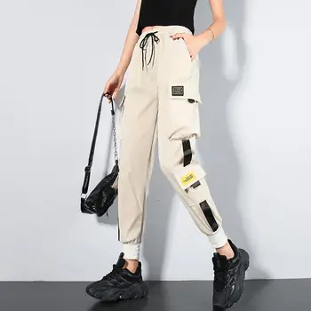 Atsitiktinis Krovinių Kelnės Prarasti Streetwear Baggy Jeans Moterų Negabaritinių Gatvės Tiesios Kelnės Aukštu Juosmeniu Streetwear Pločio Kojų Q07