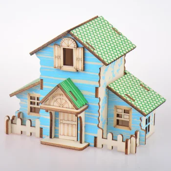 Dėlionės Namas 3D Medinės Dėlionės Vaikams Name Medienos Statybos Toycountry Kibinimas Brainmodel Miniatiūriniai Villa 