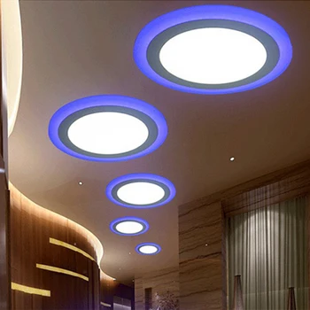 Dual Spalvos Akrilo Įleidžiamas LED Lubų dengiamasis Žemyn Šviesos Ultra Plonas Lempa Biuro Patalpų Apšvietimas Mėlyna Balta Šviesos Spalva