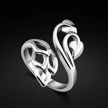 Moterų 925 sterlingas sidabro žiedas nereguliarus lapų dizainas kietas sidabro atidaryti žiedas nemokamai padarinių žavesio papuošalai gimtadienio dovana