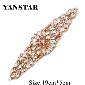 YANSTAR(30pcs) Didmeninės Vestuvių Rose Gold Kristalų, Cirkonio Appliques Geležies Vestuvių Suknelė Varčios YS934