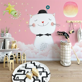 beibehang užsakymą Šiaurės minimalistinio kačiukas tapetai, vaikų kambarys dekoro apdailos fone 3D sienos freskomis dokumentai namų dekoro