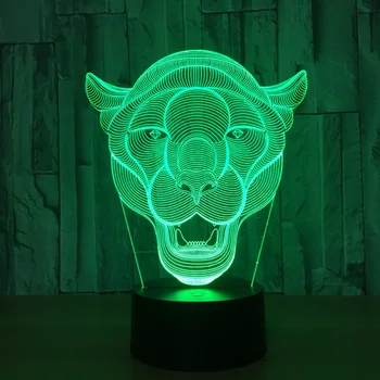 Afrikos liūto galva 3D vaizdo nakties šviesos 7 spalvų kolonėlė, USB Liūtas modelis veiksmų skaičius, Akrilo kambarį apdailos Y86