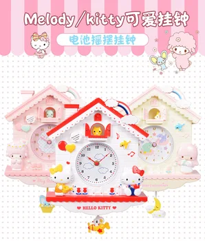 Sanrio Mano Melodija Cinnamoroll Hello Kitty, Anime Cartoon Mielas Laikrodis Sienos Kabo Papuošalas Kabo Laikrodis Miegamojo Dekoratyviniais Pakabukas