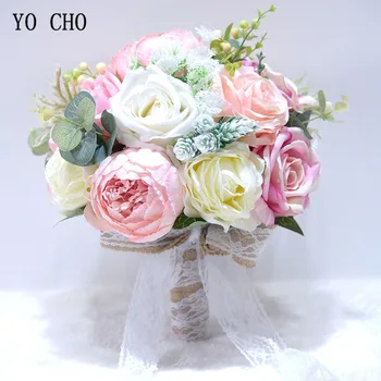 YO CHO Nuotakos Puokštė Dirbtinės Rožės Gėlių Vestuvių Puokštė už Pamergės Vestuvių Gėlių Nuotakos Puokštė Santuokos Priedai