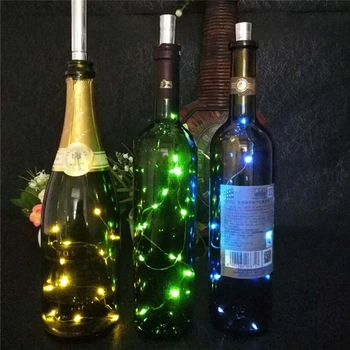 LED Saulės Šviesos energija Varomas Vyno Butelio Kamščio Formos LED Pasakų Vario Girliandą Girlianda Vielos String Žibintai Šviečia Kalėdų