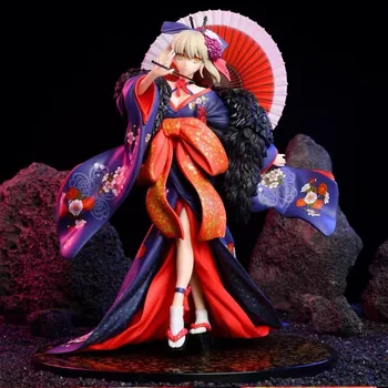 Fate Stay Night Saber Altria Anime Pav Kimono Statulėlės PVC Veiksmų Statula Kolekcija Mados Apdailos Lėlės Modelio Žaislą Dovanų