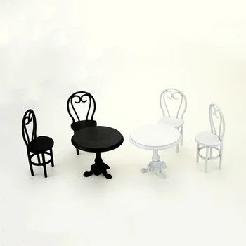 1Set 1/12 Miniatiūriniai Lėlių Priedai Mini Metalo Valgomojo Stalas, Kėdės Nustatyti Imitavimo Modelis Baldai už Doll House Dekoro
