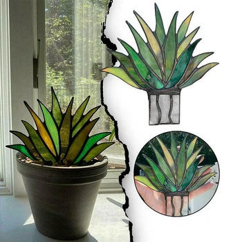 Namų Dekoro Akrilo Aloe Vazoninių Augalų Sode Apdailos Ornamentu Išskirtinį Mini Akrilo Aloe Vazoninių Augalų