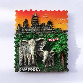 QIQIPP Pietryčių Azijoje, Kambodžoje turistų suvenyrų trimatis dekoracijos Angkor Wat šventykla magnetinis lipdukas šaldytuvas