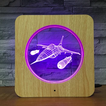 BomberPlane 3D LED Mediniai Grūdų Nakties Šviesa 