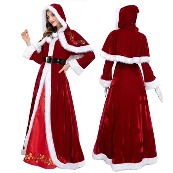 Kalėdų Kostiumas Aksomo Deluxe Santa Claus Tėvas Cosplay Kostiumas Fancy Dress Pilnas Komplektas Helovyno Cosplay Kalėdų Rinkiniai Suaugusiųjų 2021