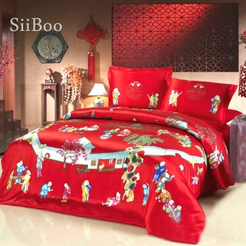 Siiboo 100% natūralaus šilko antklodė patalynės komplektas super klasės vestuvių dovana tradicinės kinų stiliaus reikšmę turintys kūdikis netrukus sp6478