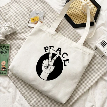 Peace&love Stilingas Paprastumas Moterų Pirkinių Krepšys Nešti Maišą Pečių Maišą Drobės Derliaus, kelioniniai Krepšiai, Didelės Talpos Kolegijos Rankinės