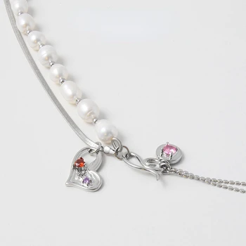 Gėlavandenių Perlų Vėrinį Moterų 22 Naujos INS Stiliaus Mažų Dizaino Prasme Susiuvimo Meilės Karoliai