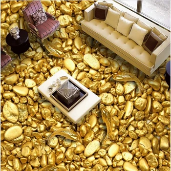 wellyu Gold pilnas devynios žuvų poli gold gold 3D custom grindys, didelė freska pvc, atsparus vandeniui storio dėvėti drabužiai
