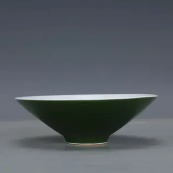 Kinų Stiliaus Jingdezhen Porceliano Tamsiai Žalios spalvos Glazūra Dubenį 5.43 colių Skrybėlę Dubenį Senovinių Namų Puošybai Papuošalai