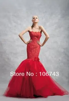 nemokamas pristatymas 2016 naujas stilius karšto pardavimo Sexy nuotaka vestuvių saldus princesė Pasirinktinis dydis aukštos kokybės nėriniai, rankų darbo gėlių prom dress