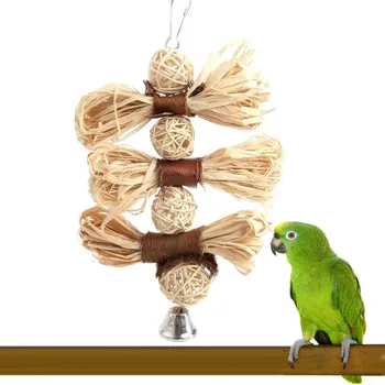Gamtos Kramtyti Žaislas, skirtas Naminių Paukščių Papūga Macaw Papūga Lovebird Bite Sūpynės Narve Žaislas Šiūruoklių Vynuogių Kamuolys Narve Paukštis Kabinti Priedai