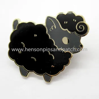 custom aukso metalo sunku emalio gyvūnų juodos avys mielas ženklelis